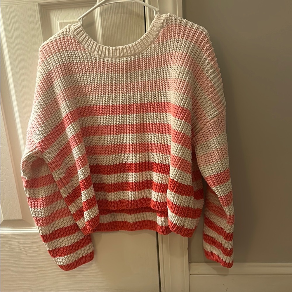 Striped Red, Pink, and White Women's Sweater